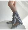 Korean Style Lace-Up Bow Knit Leg Warmers for Girls