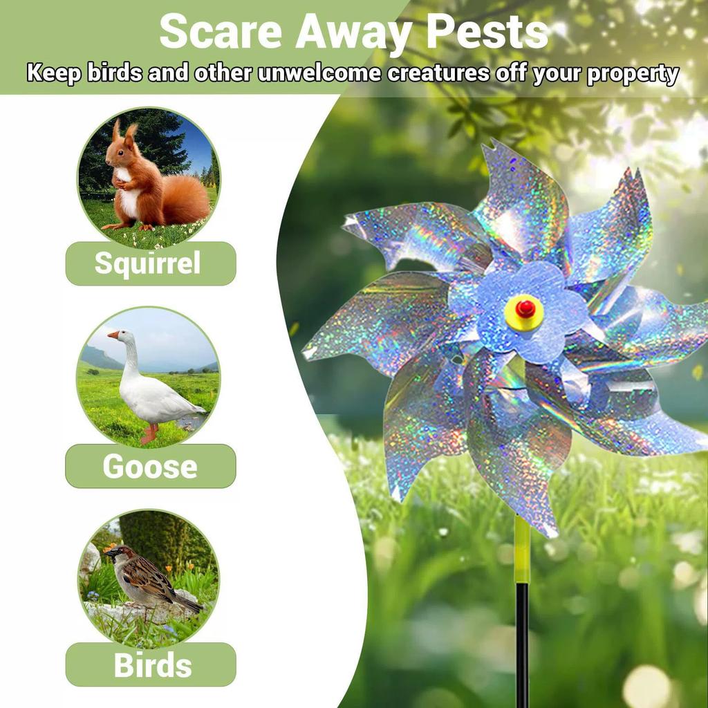 Outdoor Reflective Pinwheel Bird Deterrent Wind Spinner for Garden Balcony Farmland Yard Decoration Child Toy 1 Piece
