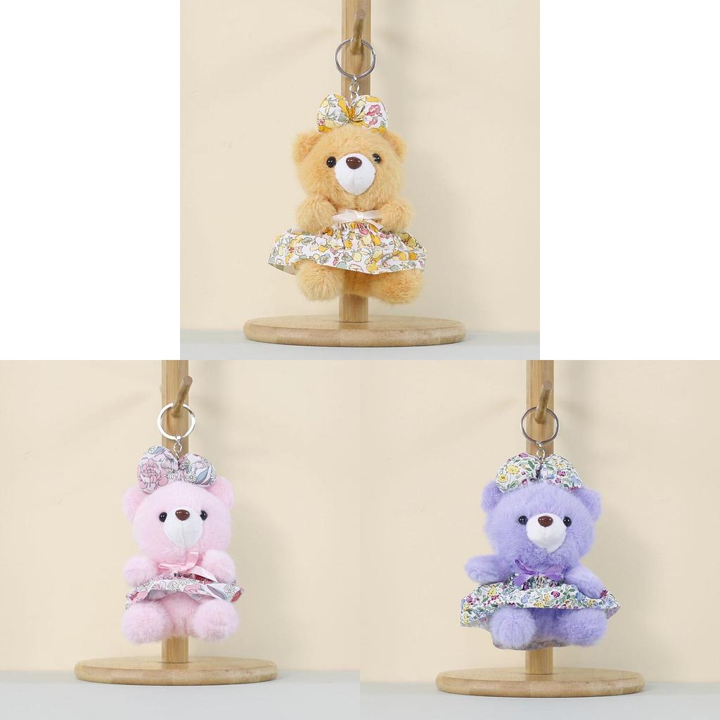 Plush Teddy Bear Keychain With Cartoon Dress For Kids And Bag Decor