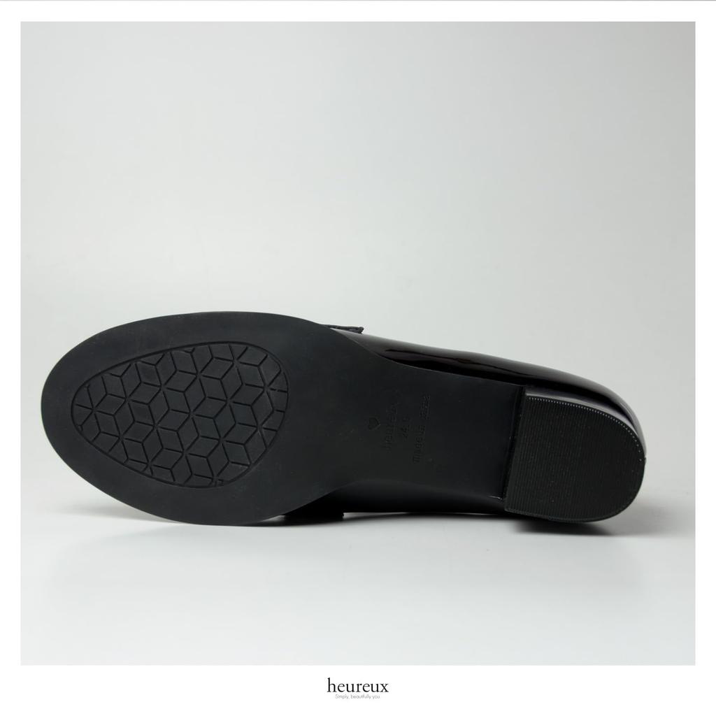Heureux Bit Loafers with a Soft Easy To Walk Patent Black Women's Pump-Style 3.5cm Heel, Cushioning, In, Leather, Waterproof,