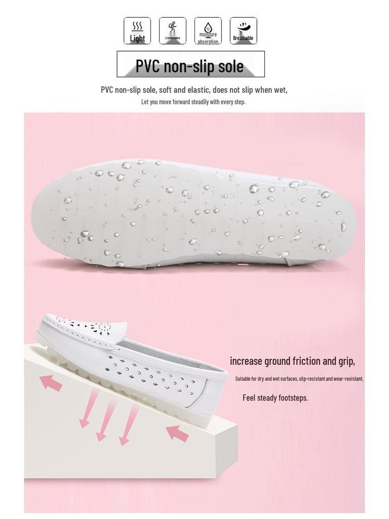Chaussures plates d'été respirantes et antidérapantes pour femmes - Blanc