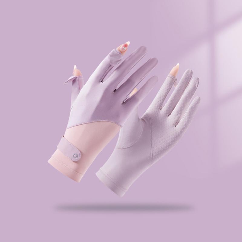 1 Pair Sun Protection Gloves One Size Sunscreen Breathable Anti-Uv Cooling Fabric Slip Gloves For Outdoor Cycling Driving