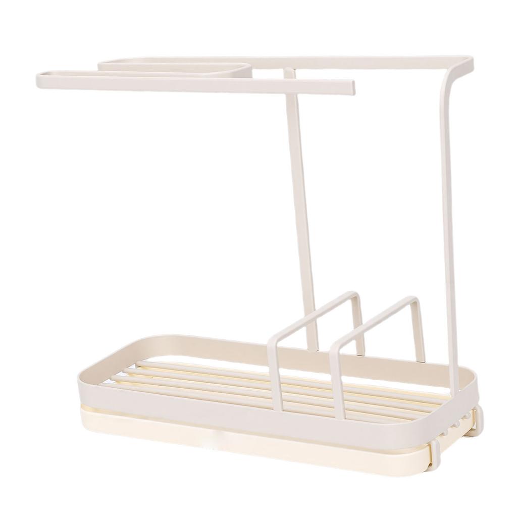 Kitchen Sink Multifunctional Metal Sponge Soap Brush Storage Rack with Towel Holder