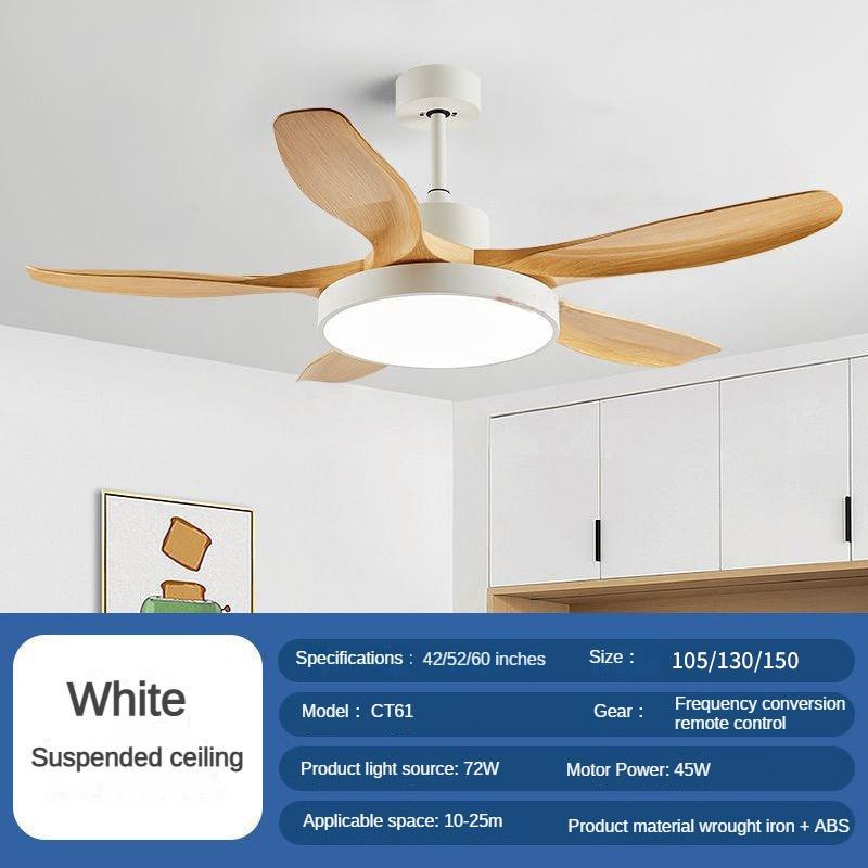 42/52/60-inch Full Spectrum Restaurant Fan Light Variable Frequency Household LED Electric Ceiling Fan Light Nordic Big Five Leaf Ceiling Fan Lamp