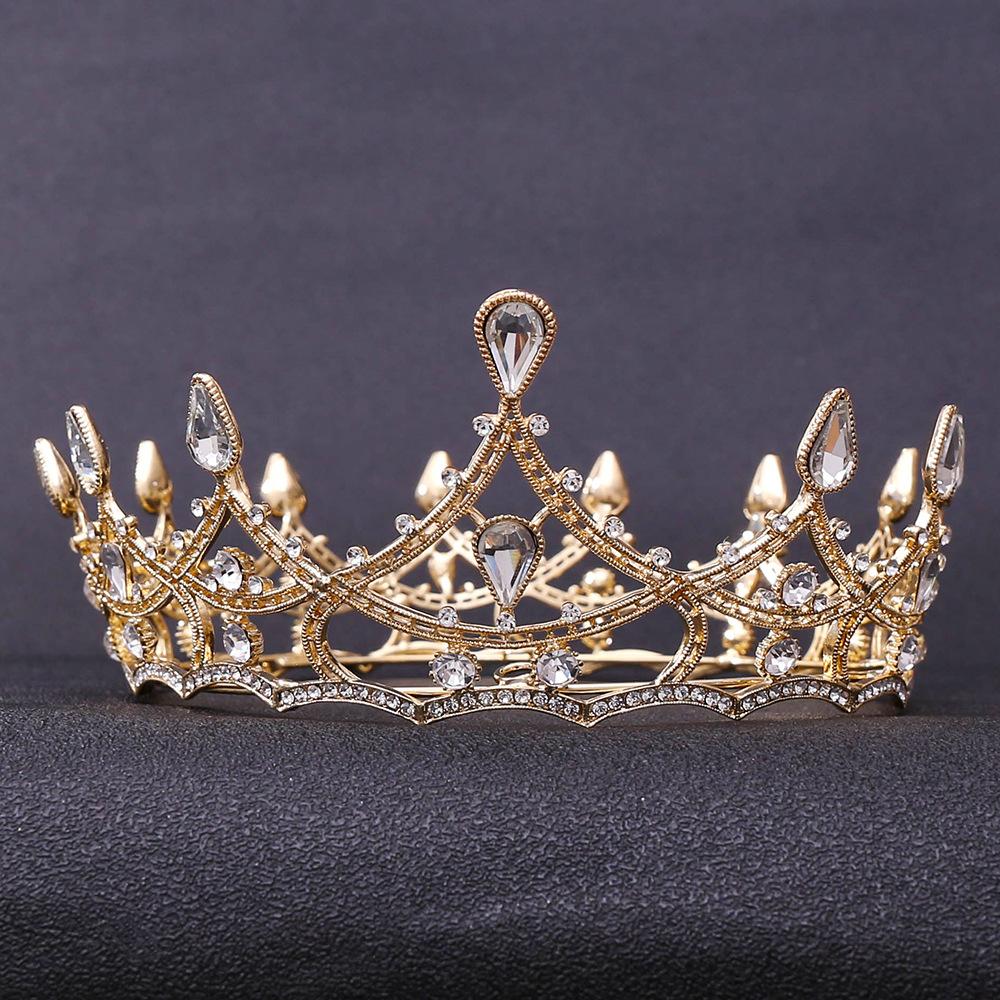 Halloween Party Fairytale Kingdom Happy Wedding Retro Color Crystal Rhinestone Tiaras Coronas Bride Wedding Crown for Bride