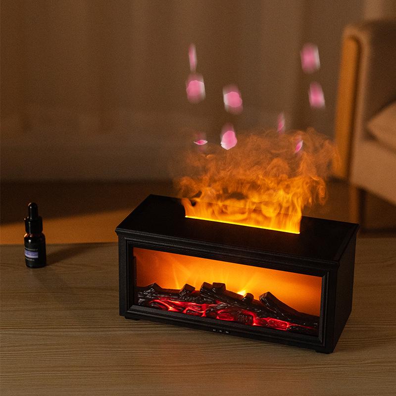 Retro Fireplace Humidifier & Aroma Diffuser with Colorful Ambient Light