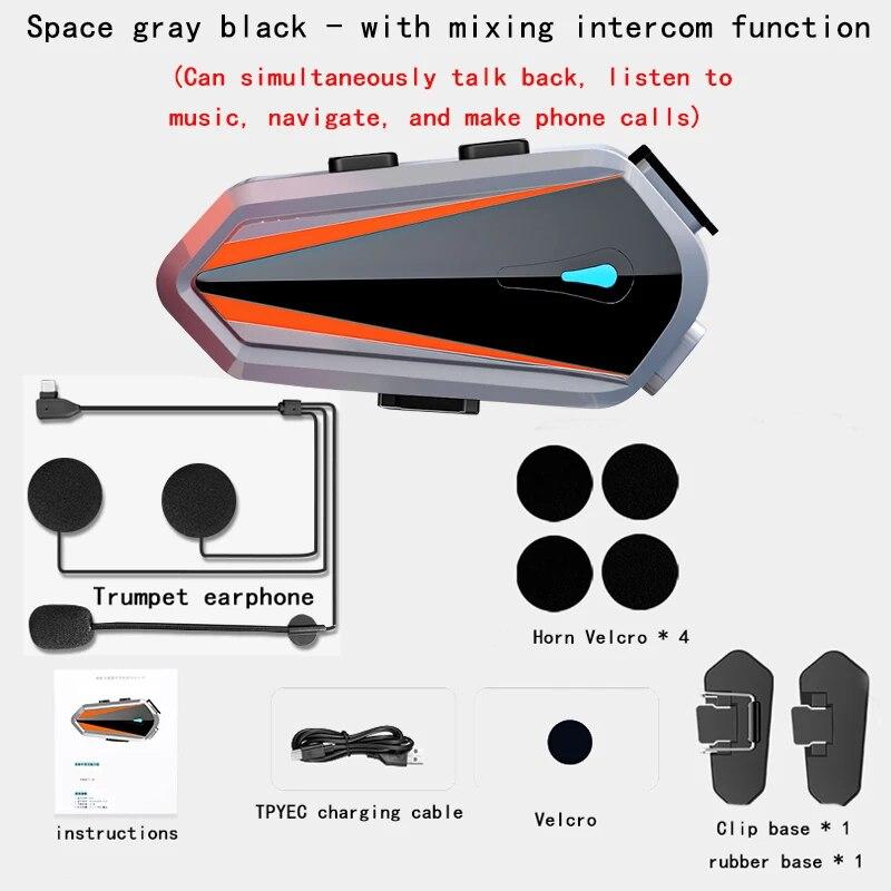 

HENG JIANG B40 Helmet Bluetooth Headset Intercom 1000M Mixing Stereo Earphone Type-C IPX6 Waterproof 1600mAh V5.3 MP3 Player