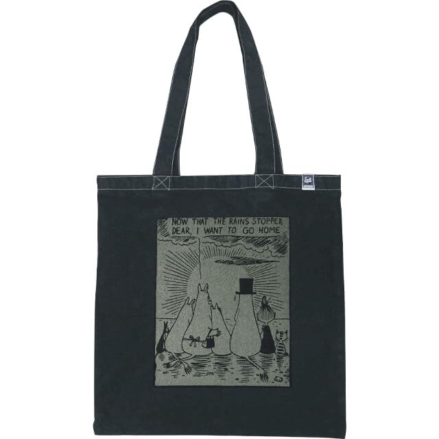 

Moomin Family Garment Dyed Flat Tote Bag in Black чорний