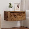 Wall Mounted Nightstand with LED Lights Vintage Wood Look