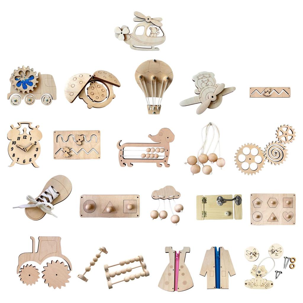 Busy Board DIY Material Wooden Handicraft Toy Activity for Preschool Kids