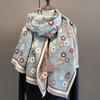 400g Retro Ethnic Bluebird Scarf: Women's Winter Warm Neck Warmer, High-End Imitation Cashmere Shawl.