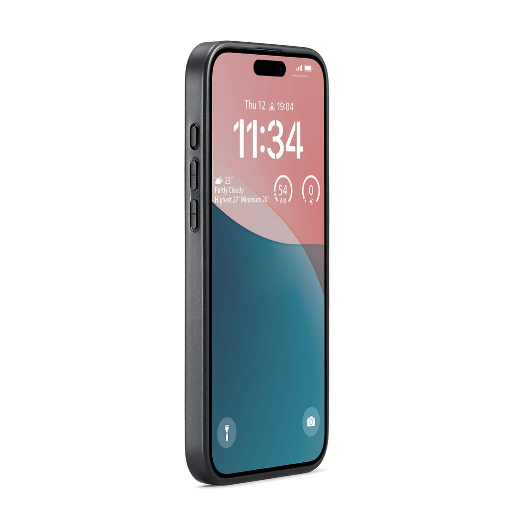 DG.MING For iPhone 17 Case PU Leather Covered PC+TPU Hybrid Phone Shell