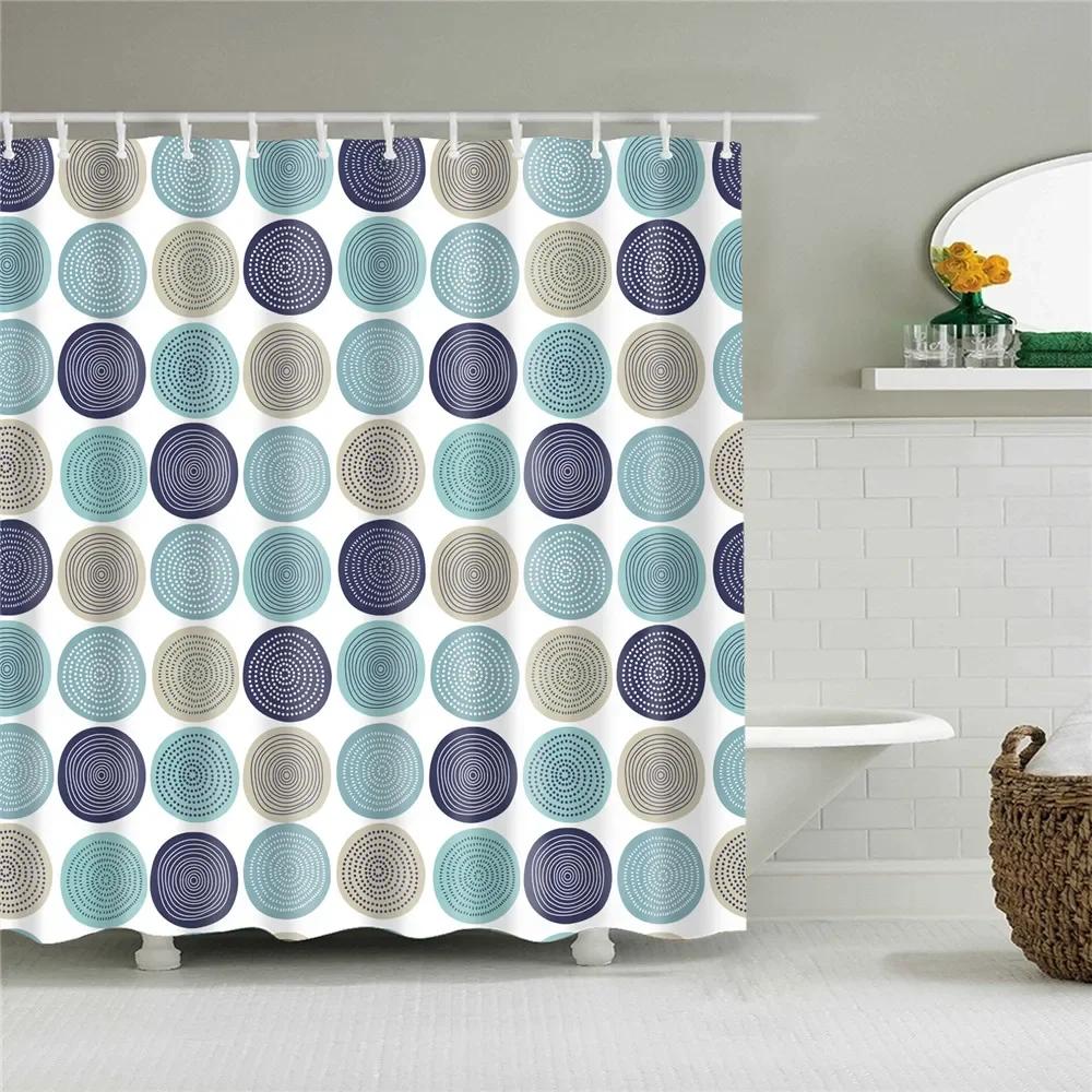 Abstract Geometric Stripes Printing Shower Curtains Home Hotel Bathroom Decoration Bath Curtains Waterproof Bathroom Curtains