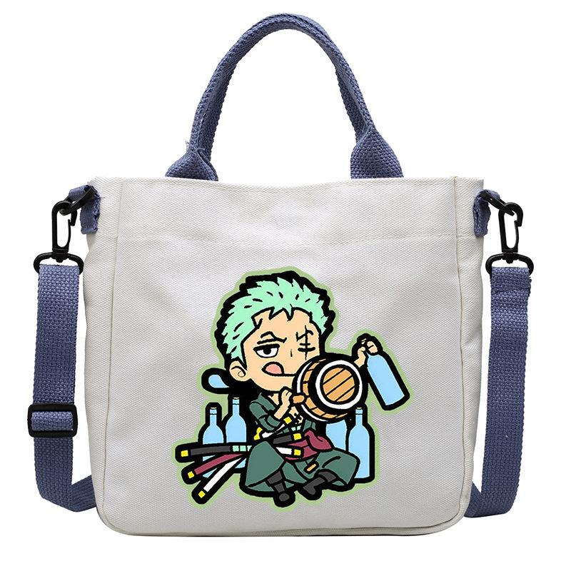 One Piece Canvas Bags Luffy Cartoon Anime Figures Print Shoulder Bag Outdoor Large Capacity Trendy Crossbody Handbag Gifts Poseable Articulated Scale