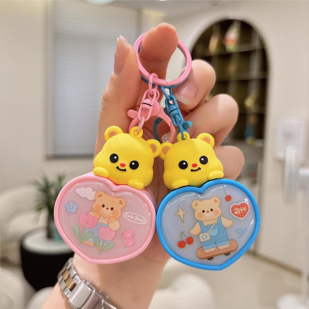 Luminous Heart Bear Keychain - Cartoon Night Light Pendant for Couples