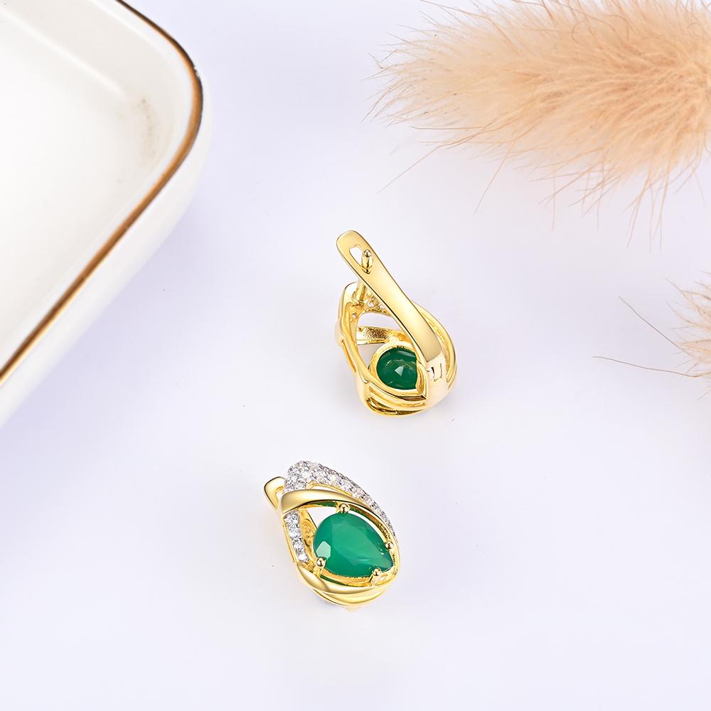 Elegant Noble Natural Pear 6*8mm Agate Clasp Earrings Real Gemstones 925 Sterling Silver Fine Jewelry for Women's Birthday Gifts