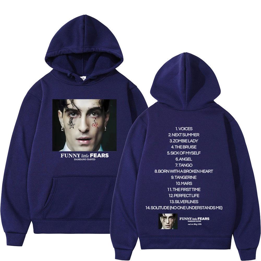 FUNNY Little FEARS Album 2025 Damiano David Hanorac Imprimat pe Ambele Părți Modă Bărbați Pulover Oversized Fleece Casual