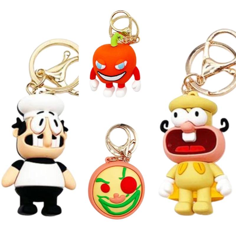 Tower Pizza Keychain Pepper Chef Pendant Cartoon Characters Decoration Accessory