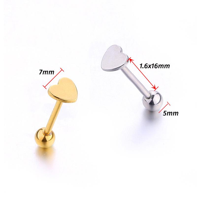 316L Stainless Steel Heart Tongue Ring, Rose Design, 1.6x16mm