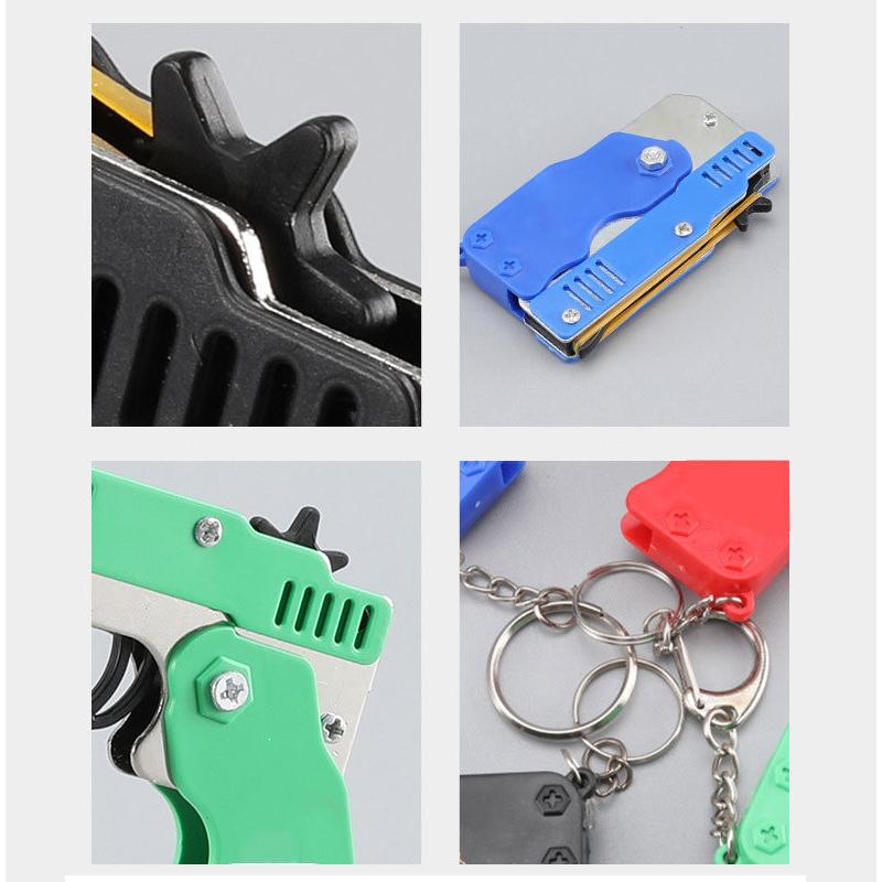 2Pcs Rubber Band Keychain Gun Competitive Shooting Toy 60 Rubber Bands Outdoor Activities Party Game Birthday Gift For Children