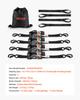 VEVOR Retractable Ratchet Straps, 25.4 mm x 3 m, Tie Down Straps with S Hooks, 544 kg Break Strength, 4 Soft Loops, Tie Down Ratcheting for Moving