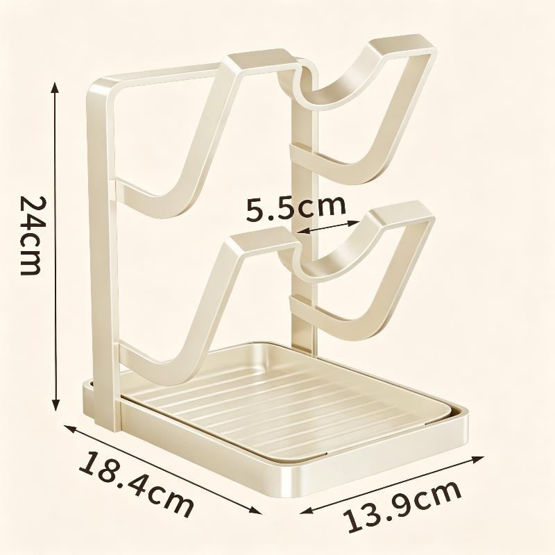 Étagère de rangement pour couvercles de casserole Organisateur de plan de travail de cuisine Organisateur de couvercles de casserole sur le comptoir Avec bac d'égouttement amovible Cuillère Cuisine Pour couvercles