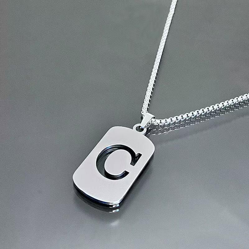 Simple Titanium Steel 26-Letter Necklace for Men and Women - Trendy Minimalist Design