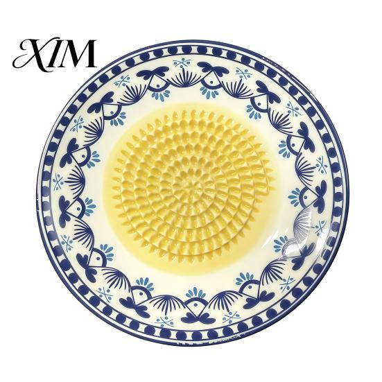 Ginger Grinder Tool Ceramic Garlic Grater Plate, Manual Masher for Kitchen, Non Slip Grinding Dish Quick Puree Maker Chili And Nuts, Kitchen