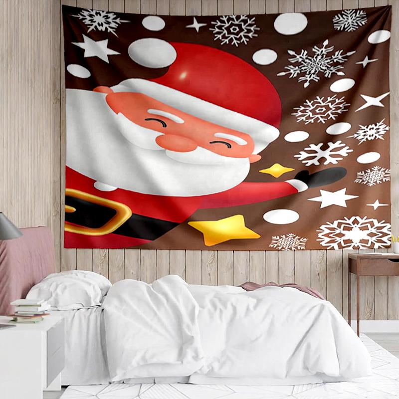 Christmas Print Tapestry, Backdrop, Easy Setup, Ideal for Bedroom, Office & Living Room, with Aesthetic Wall Hanging Decor.