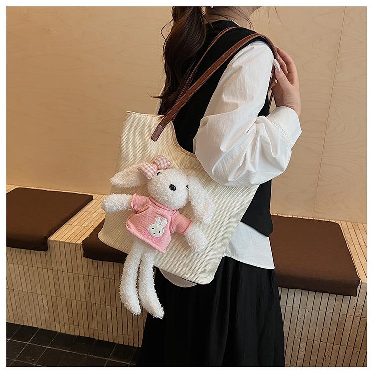 Large-capacity bag women's summer versatile new casual cartoon cute one-shoulder college student tote bag