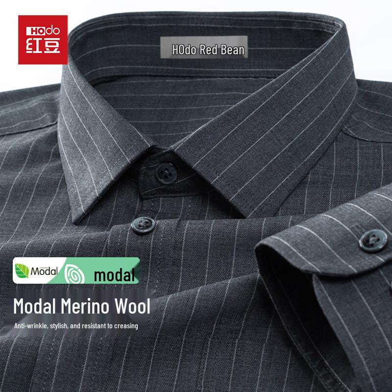 Hongdou Men s Ice Silk Modal Wool Long-Sleeve Shirt 40