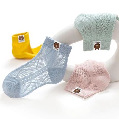 5 Pairs Baby Summer Socks Breathable Mesh Cartoon Cute Bear Boys' Girls' Children Socks