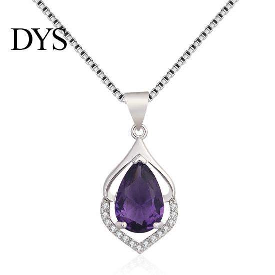 Party Necklace Purple Faux Crystal Women Hollow Alloy Shining Luxury Sweater Jewelry Accessories Charm