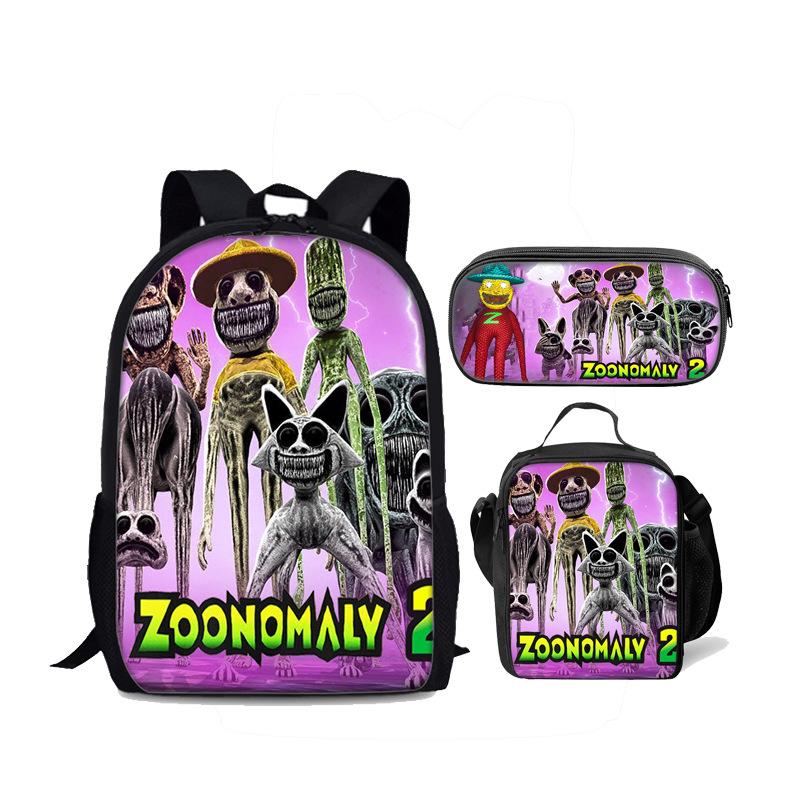 Beliebte jugendliche Neuheit Zoonomaly 3D-Druck 3 Stück/Set Studenten-Reisetaschen Laptop-Tagesrucksack Rucksack Brottasche Federmäppchen