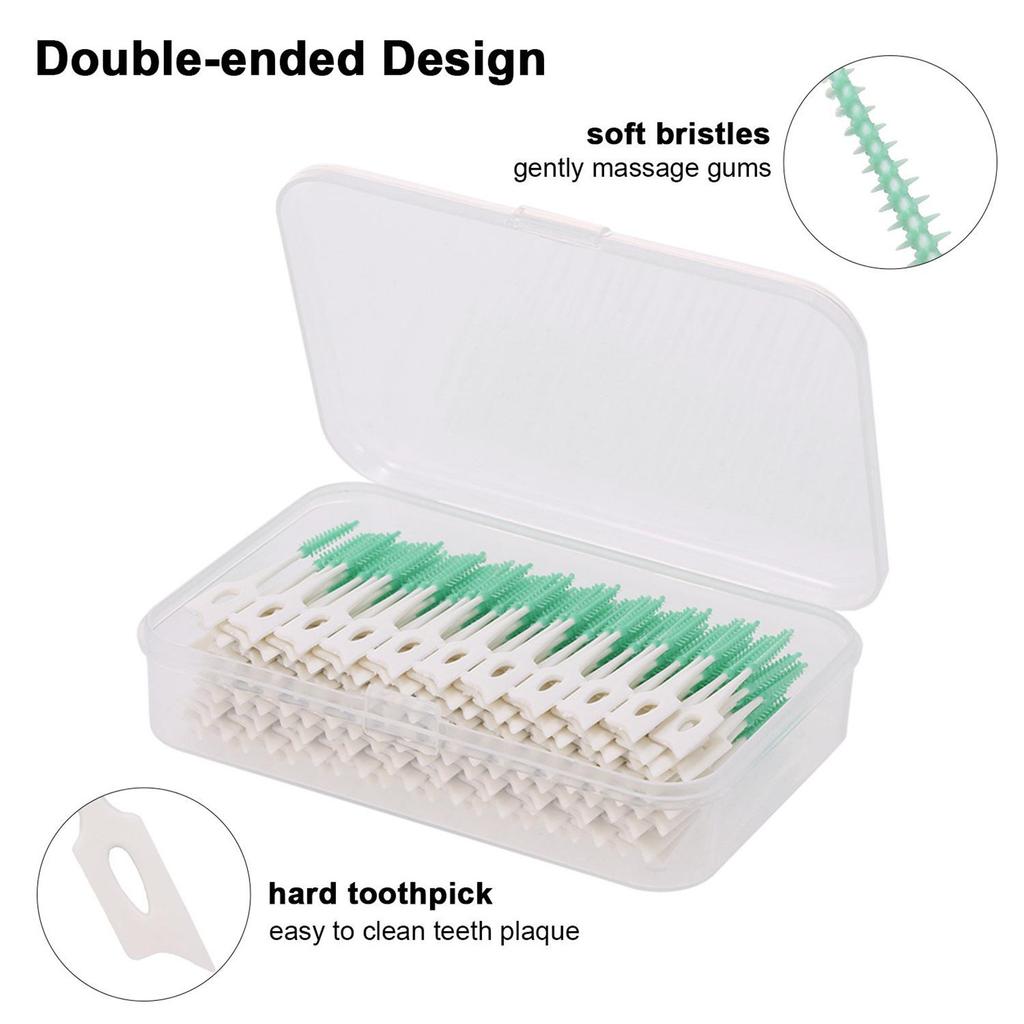 160 teile/satz Einweg-Zahnstocher aus weichem Silikon, doppelseitige Zahnseide, InterBrush DentalStick, Zahnstocher, sauberes Mundpflege-Werkzeug