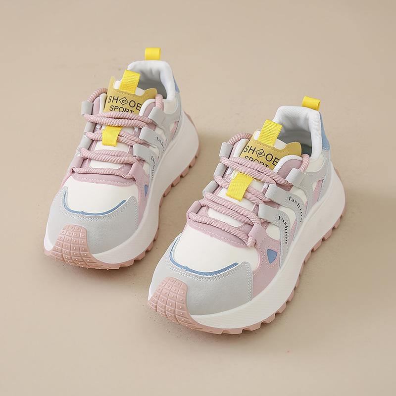 

Small man increases height 6cm thick-soled Forrest Gump shoes women s summer 2025 new breathable mesh versatile casual dad shoes 35 розовый