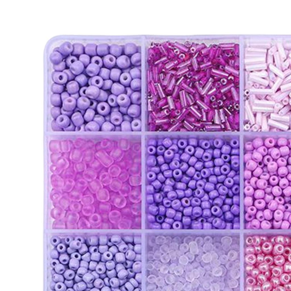 15 Colors Glass Beads Set for Bracelet Making Tube Kit Spacer Handcrafted DIY Craft