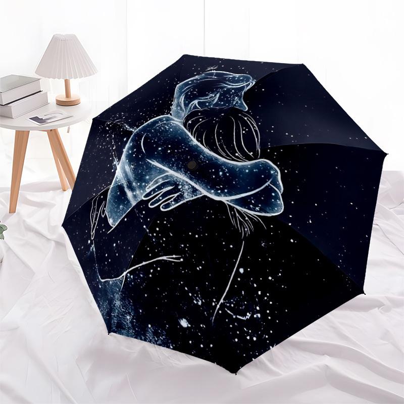 1pc Galaxy Embrace Automatic Folding Umbrella - Compact 8-Rib Design, Durable Plastic & Iron, Lightweight for Outdoor Daily Use115