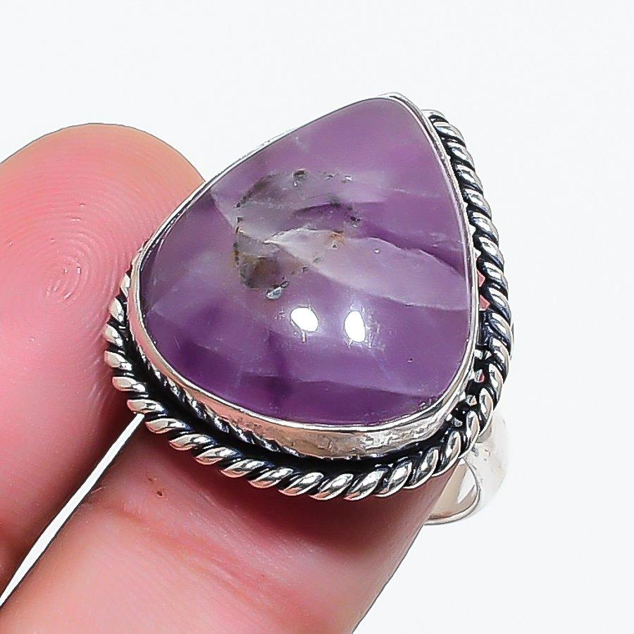 Natural Sage Amethyst Gemstone 925 Sterling Silver Jewelry Ring Size 6 AR-17886