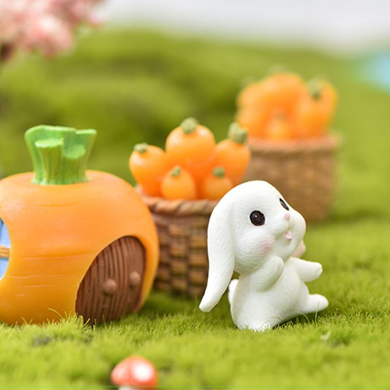 Niedliches Kaninchen-Häschen-Ornament, Kunstharz, für Zuhause, Mini-Häschen, Miniaturfiguren, Miniatur-Landschaftsdekoration, Heim, Osterdekoration