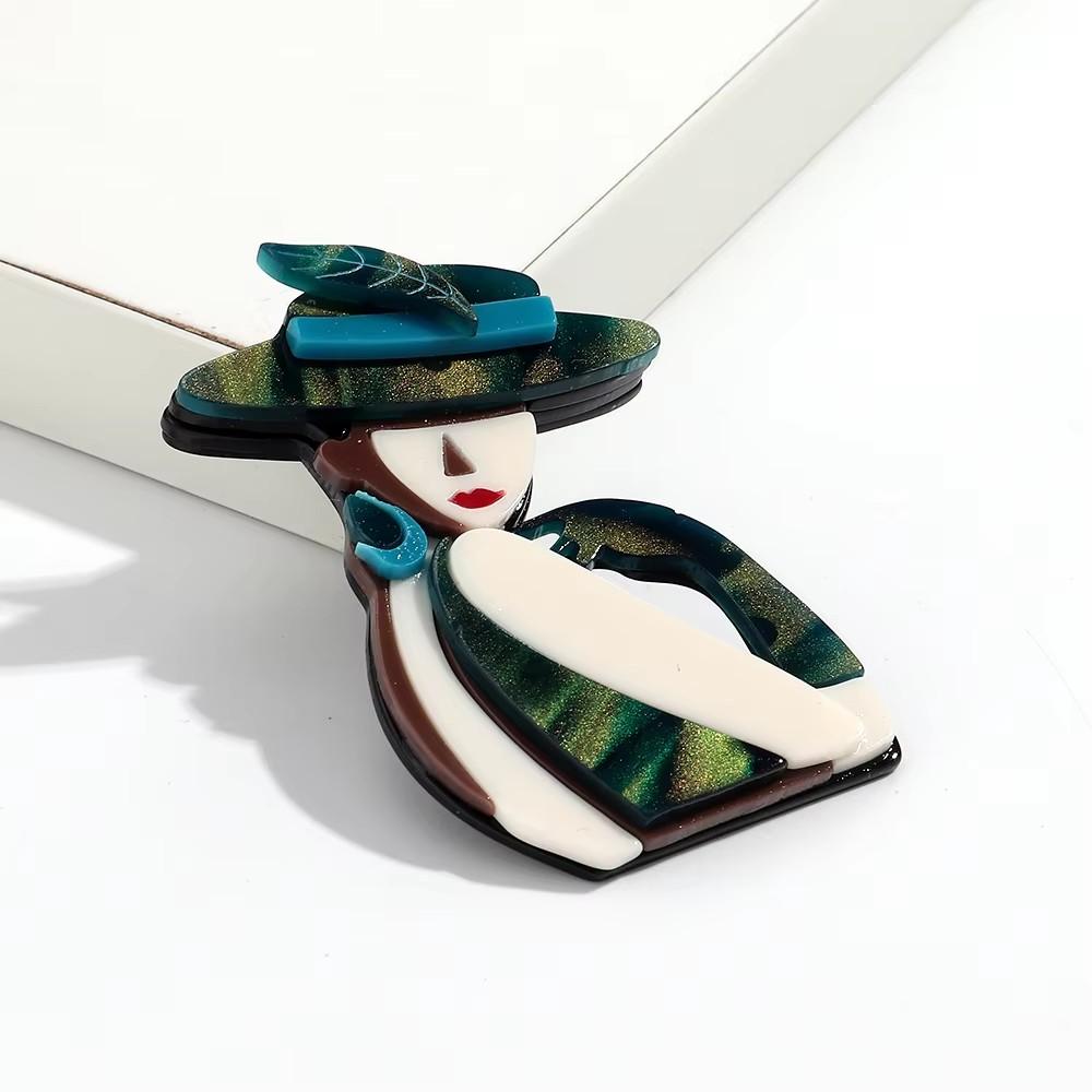 New Fashion Lady Acrylic Brooches for Women Cute Cartoon Glasses Girl Figure Badge Pins Casual Jewelry Clothes Accessories Gift