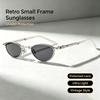 Women Foldable Retro Small Metal Sunglasses Portable INS Street Style UV400 Shades