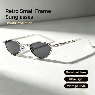 Women Foldable Retro Small Metal Sunglasses Portable INS Street Style UV400 Shades