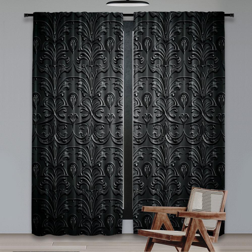 2 ks Vintage závěsy Starožitný barokní vzor s jemným stínem Gotický viktoriánský styl Pro ložnici koupelnu obývací pokoj jídelnu