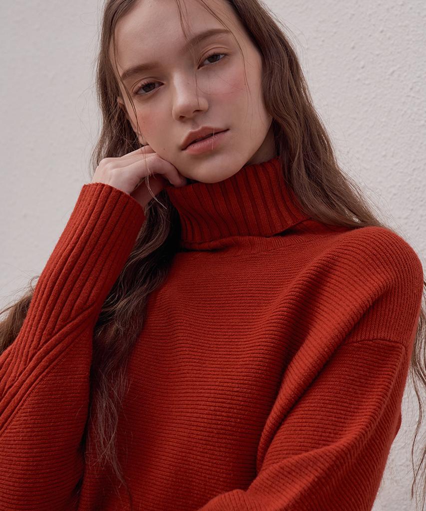 Baseukala Diagonal Patterned Turtleneck Knitwear (7Colors)