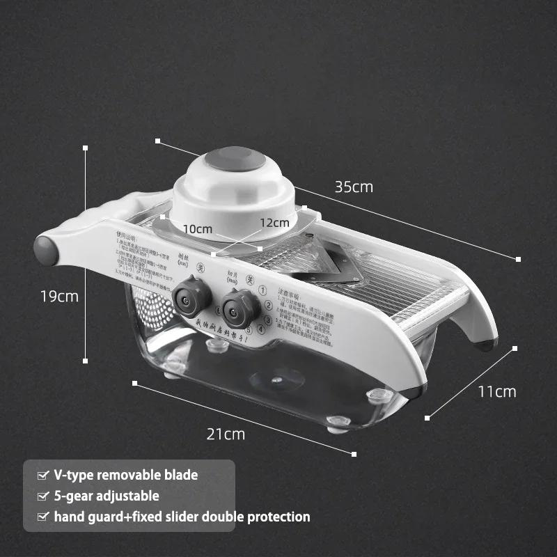 Multifunctional Lemon Slicer Vegetable Grater With Basket,V-blade Fruit Potato Chopper Carrot Cutter Slicer Kitchen Accessories