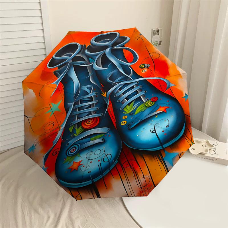 1PC shoes stars Automatic Open/Close Umbrella Compact Folding Umbrella with 8-Rib Shaft lightweight esign, Fashion Lovers1222A