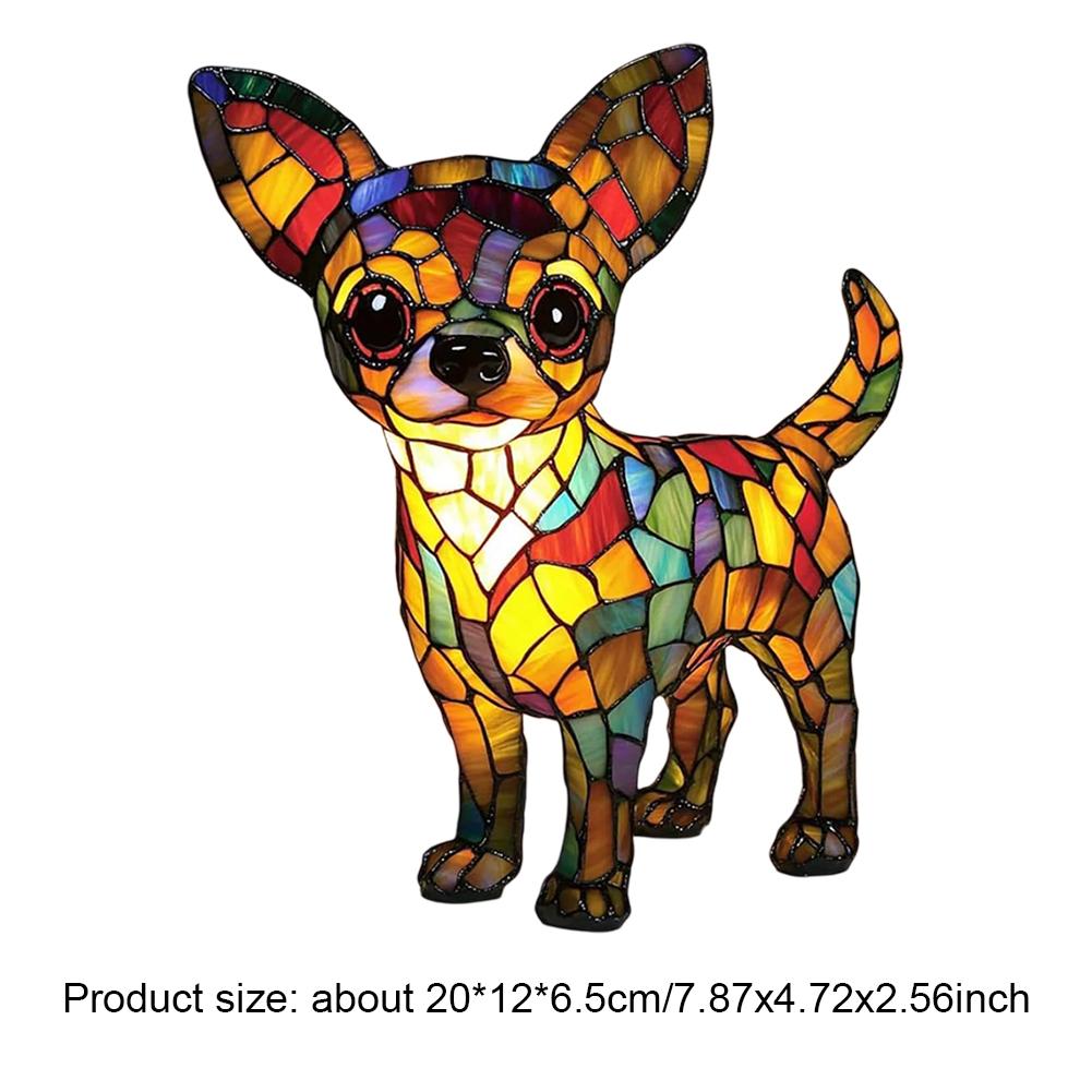 

Colored Resin Animal LED Light Dog Series Art Night Light 3D Stained Resin French Handmade Table Lamp Pet Bedroom Ornaments
