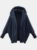 Winter Solid Long Sleeve Jackets 2026 Hooded Loose Plush Coats Large Cardigan Clothes For Women Female Bat Sleeve Clothing 23973