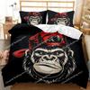 Monkey Duvet Cover Gorilla Head Bedding Set Boys Teens Red Hat Comforter Cover Wild Animal Polyester Quilt Cover